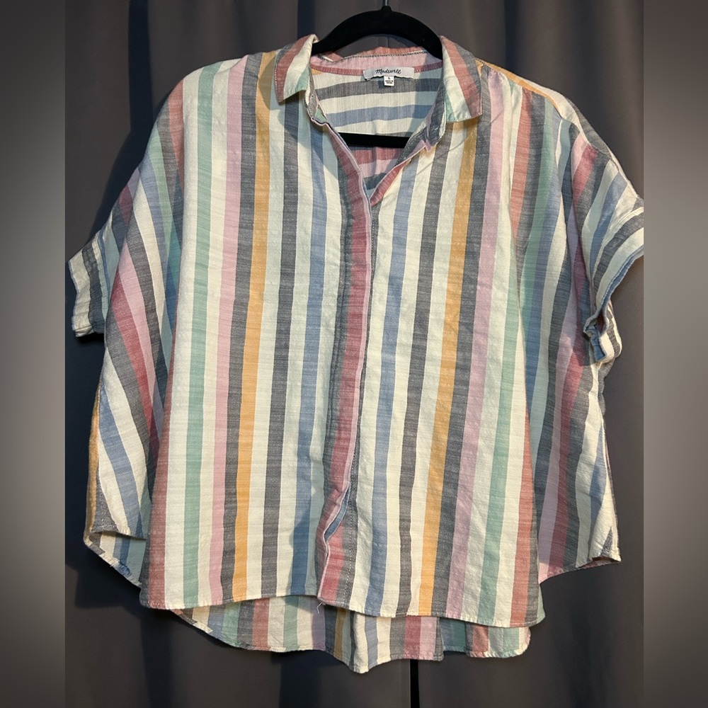 Madewell Hilltop shirt in rainbow stripe - Picture 3 of 5